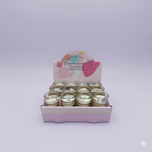 Mini Scented Candles With Gemstone Topping (2.3 Inch) | Unique Bazar