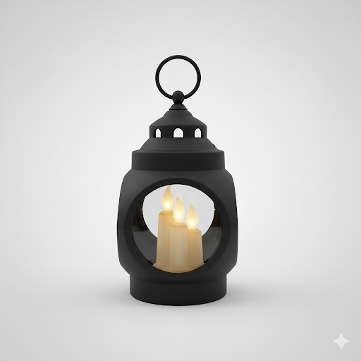 Round Black Lantern With Led Candles   10 Inches | Unique Bazar