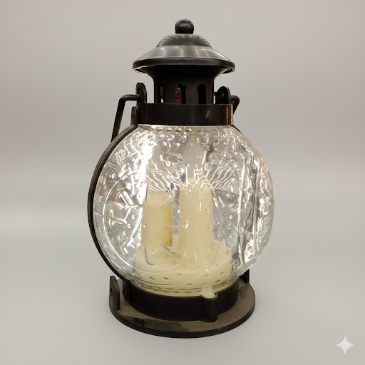 Round Decorative Lantern With Led Candles 7.5 Inches | Unique Bazar
