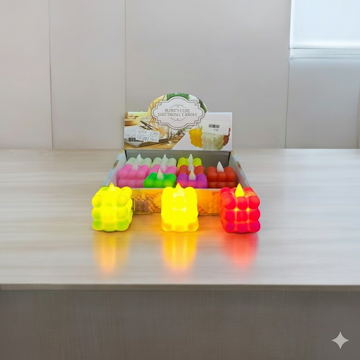 Rubik'S Cube Ledcandles 12 Pcs Box, 2.3 Inch | Unique Bazar