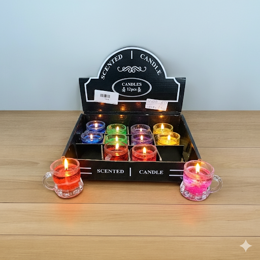 Scented Candles In Mini Mug Holders   2 Inch, 12 Pcs Box | Unique Bazar