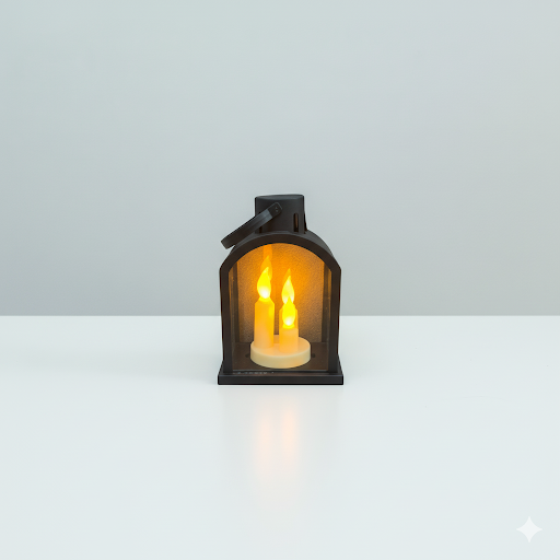 Small Black Lantern With Led Candles   7.5 Inches | Unique Bazar
