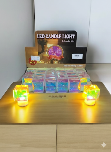 Sparkling Led Water Cube Candle | Unique Bazar