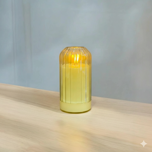 Striped Glass Led Candle 6 Inch | Unique Bazar