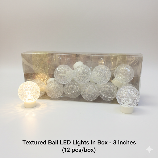 Textured Ball Led Lights In Box   3 Inches (12 Pcs Box) | Unique Bazar