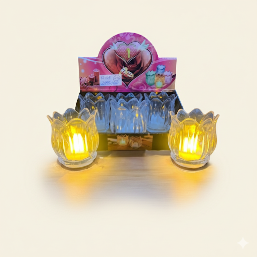 Tulip Glass Led Tealight Holders 2.8 Inch 6 Pcs Box | Unique Bazar