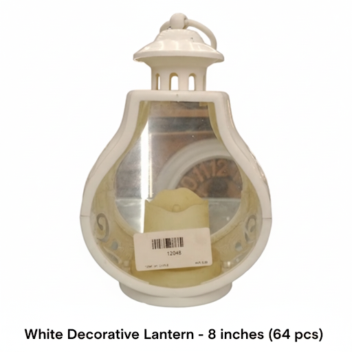 White Decorative Lantern   8 Inches | Unique Bazar