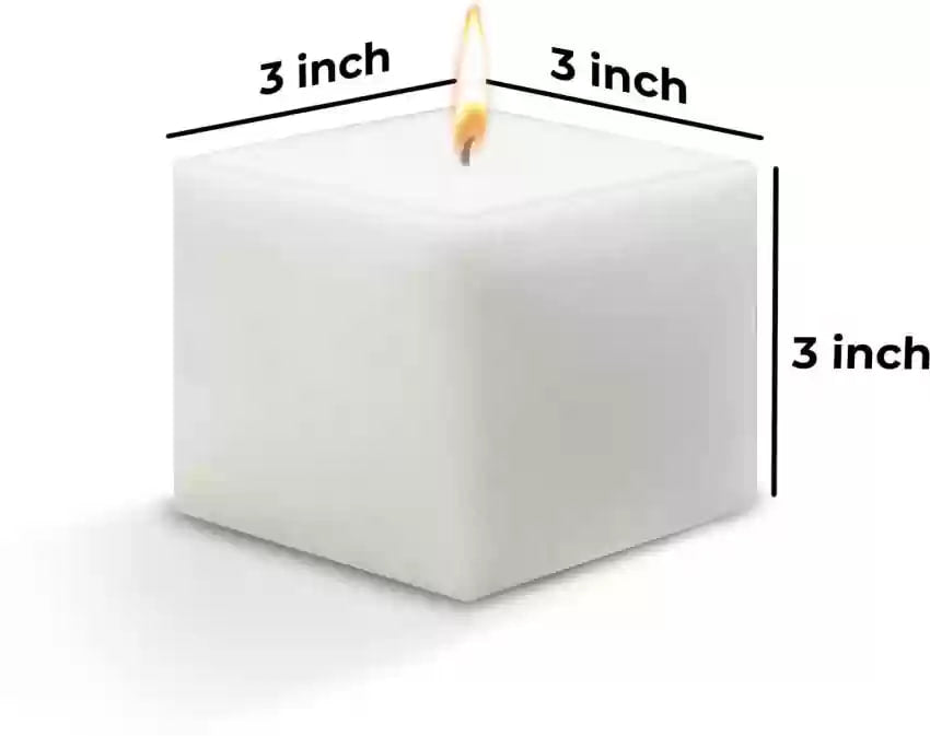 Artisanal White Square Pillar Candle | Diwali - Unique Bazar