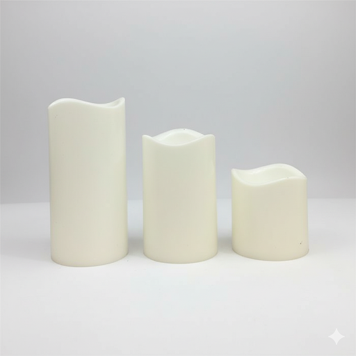 White Candle 3 Pcs Set (6,4.5,3 Inch) | Unique Bazar