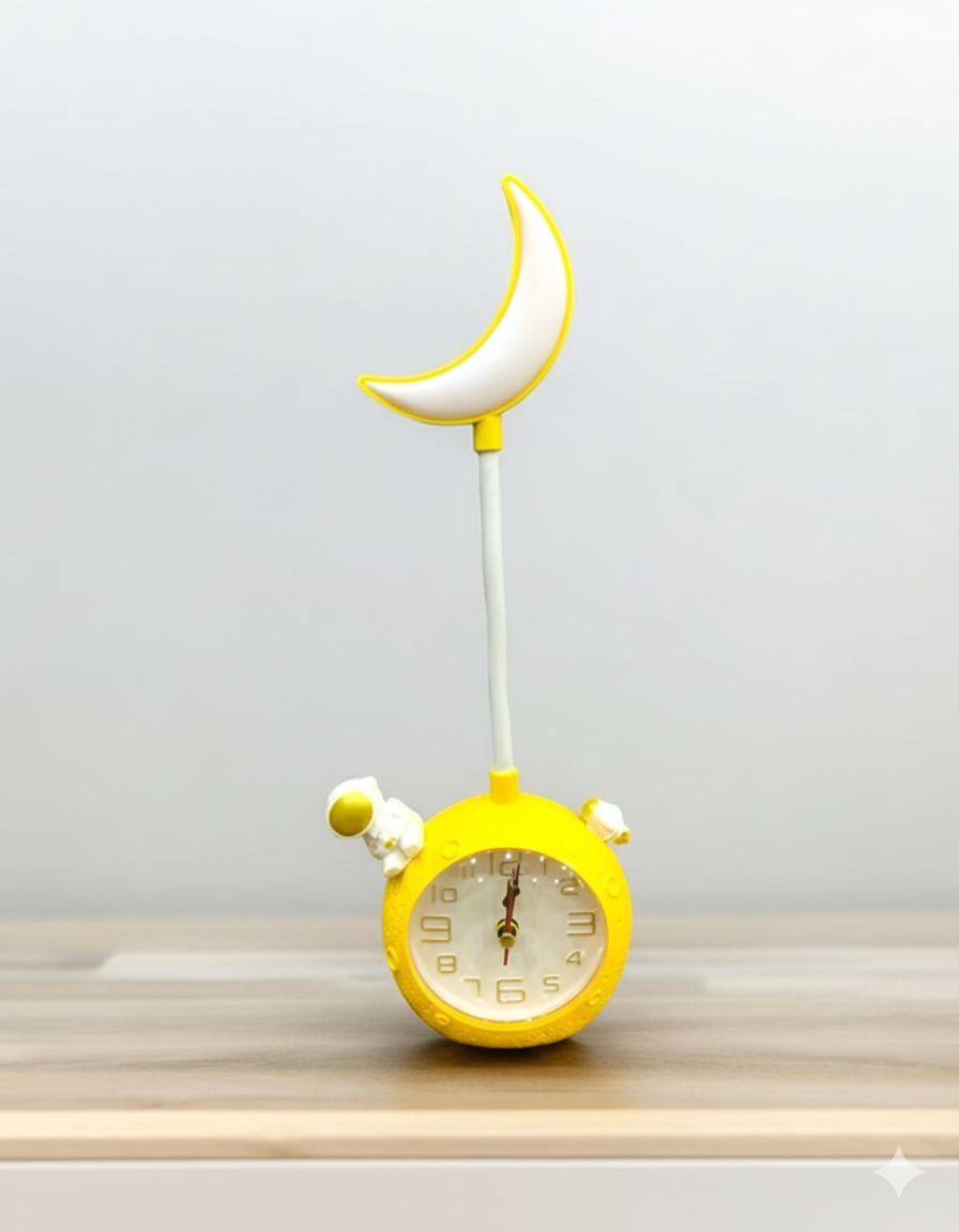 Yellow Moon Alarm Clock With Astronaut Detail | Unique Bazar