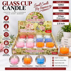 Crystal Clear Glass Cup Wax Candle Pack of 24
