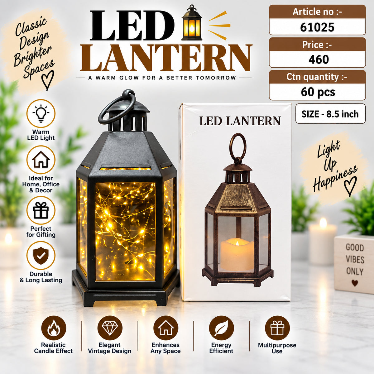 Decorative LED Lantern Pack of 3
