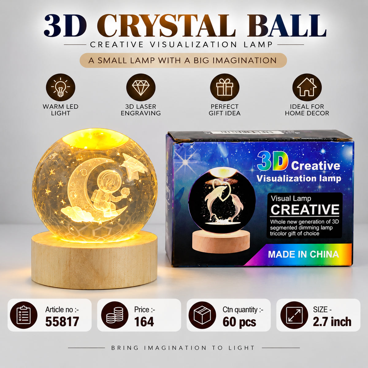 3D Crystal Ball LED Visualization Lamp Pack of 6