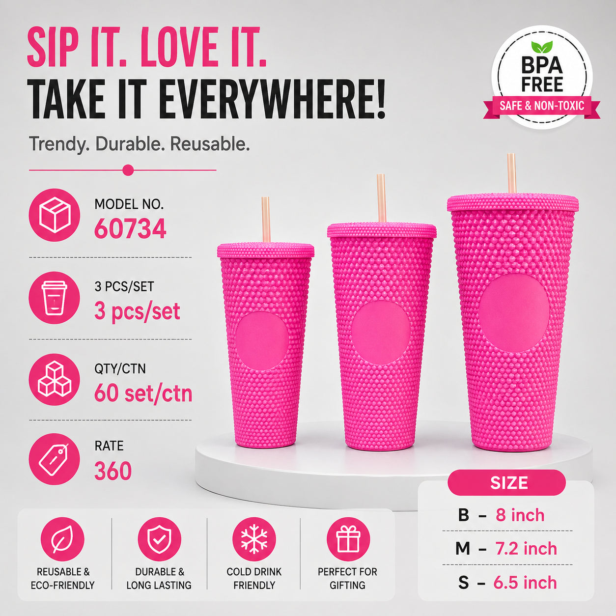 60734 (60SET)-PLASTIC SIPPER 3PC SET
