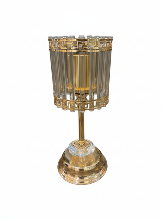 Diwali Gold & Crystal Pillar Candle Holder | Unique Bazar
