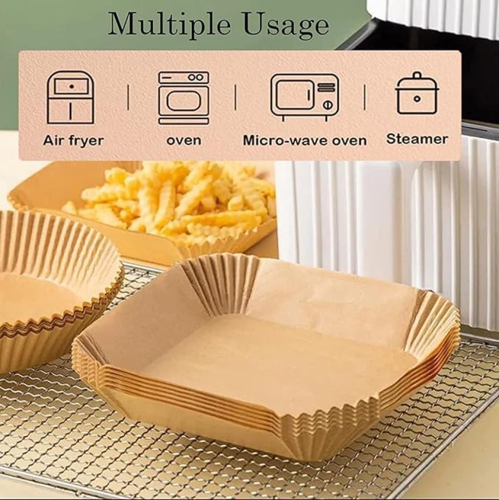 100 PCS Square Air Fryer Paper Sheets Disposable