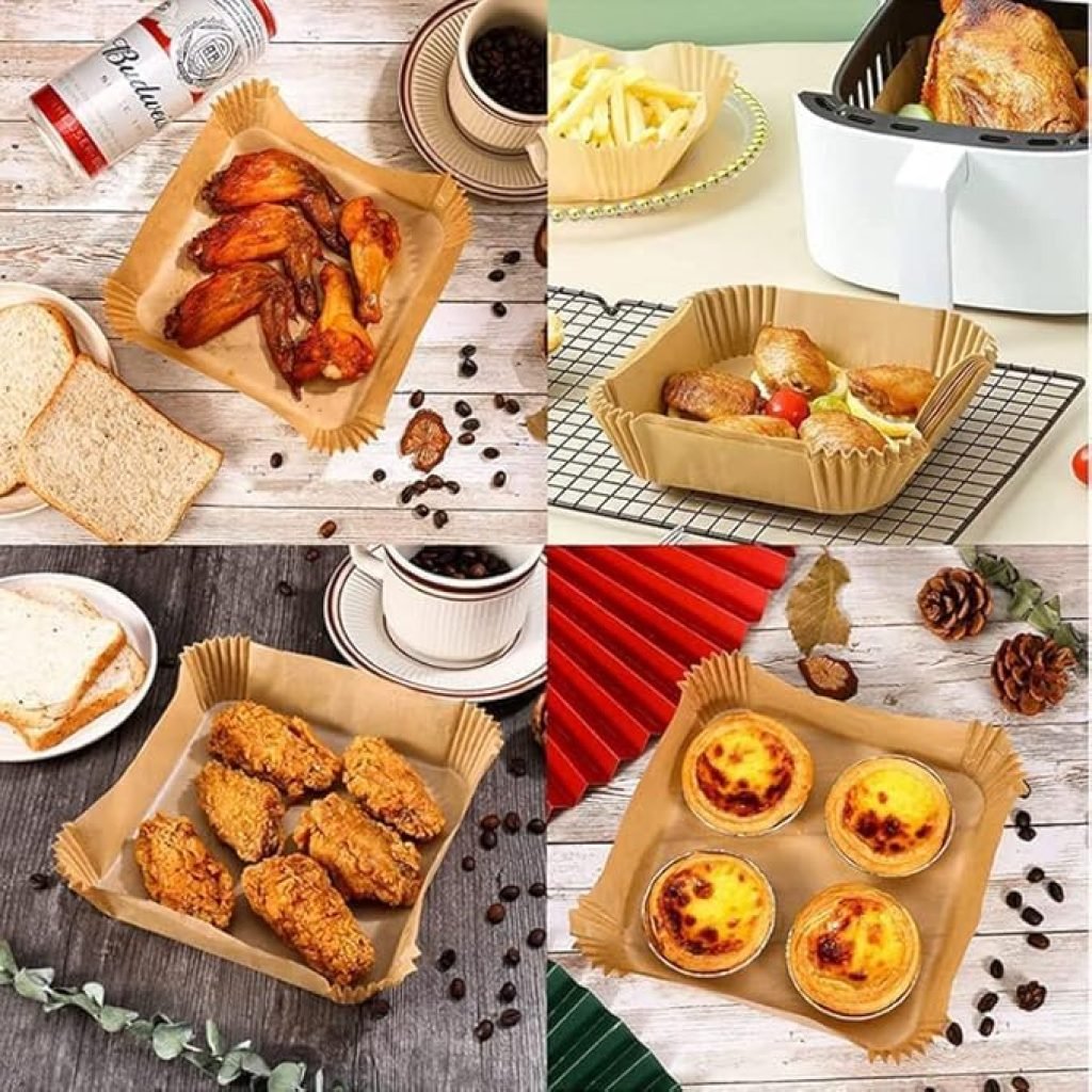 100 PCS Square Air Fryer Paper Sheets Disposable