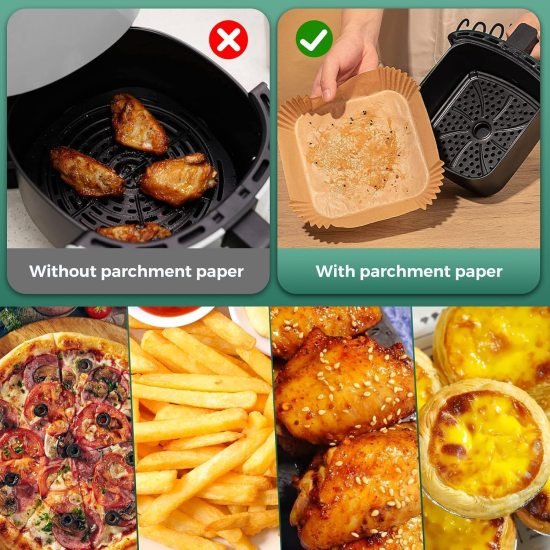100 PCS Square Air Fryer Paper Sheets Disposable