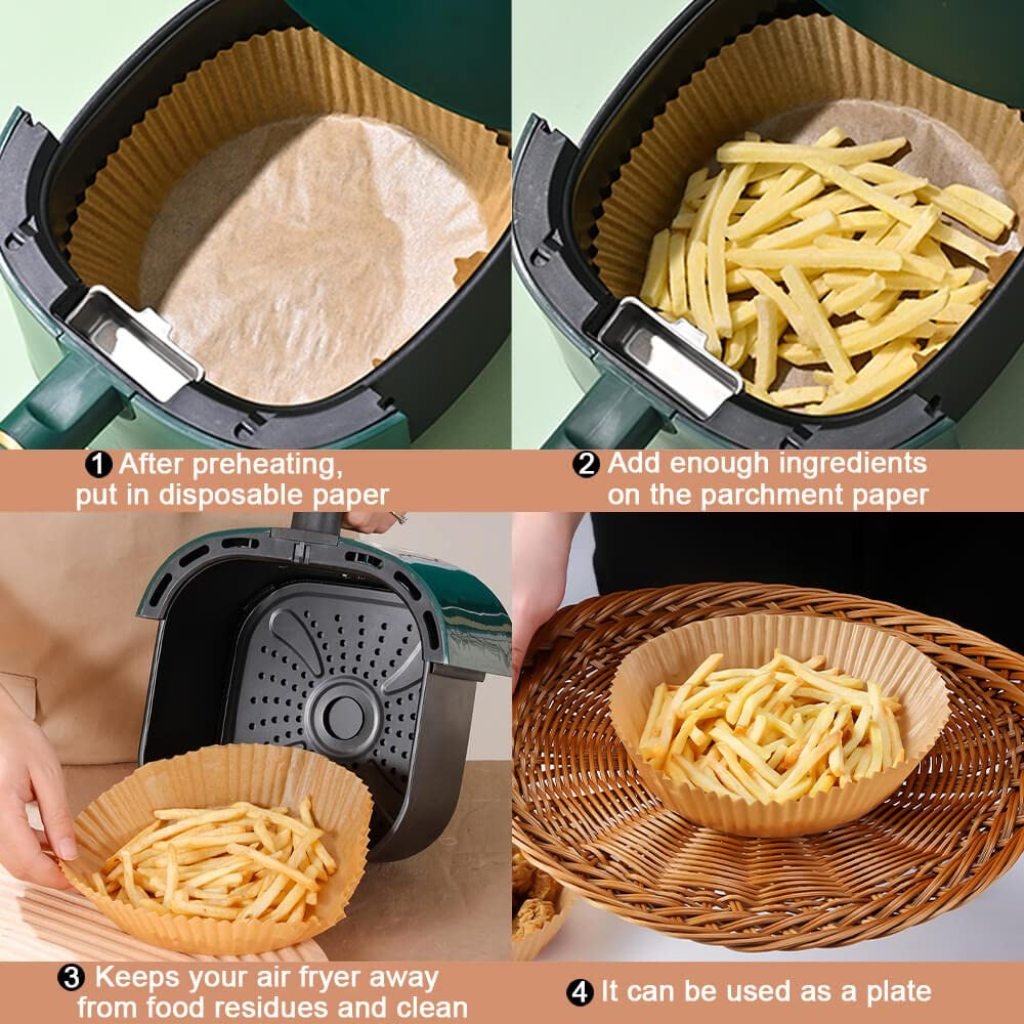 100 PCS Round Air Fryer Paper Sheets Disposable