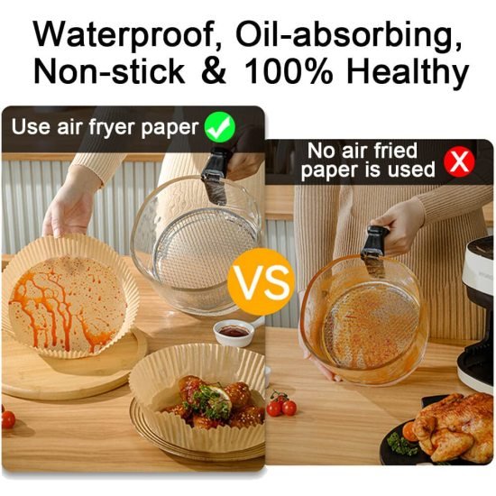 100 PCS Round Air Fryer Paper Sheets Disposable