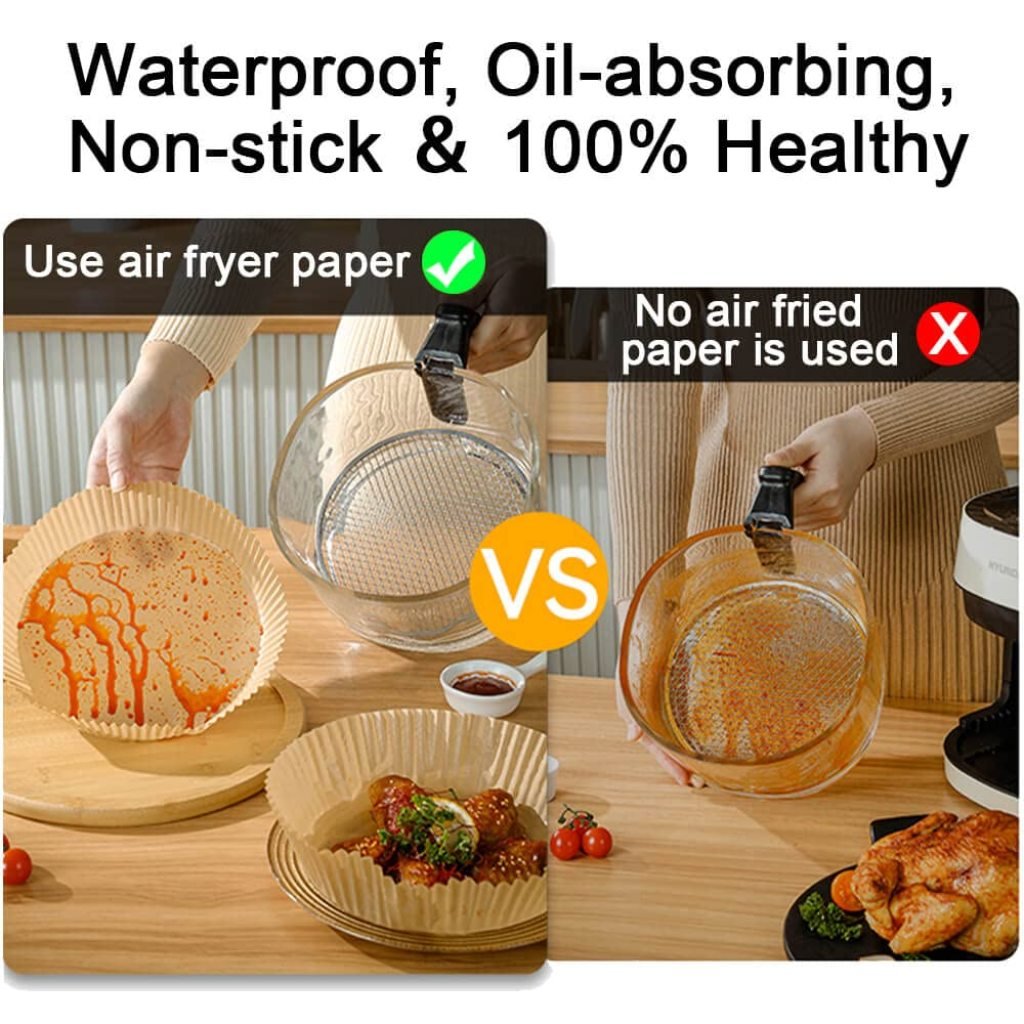 100 PCS Round Air Fryer Paper Sheets Disposable
