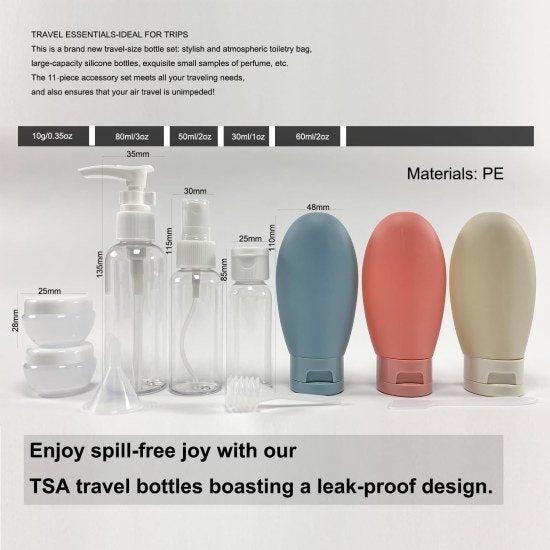 11 PCS Travel Bottle Set