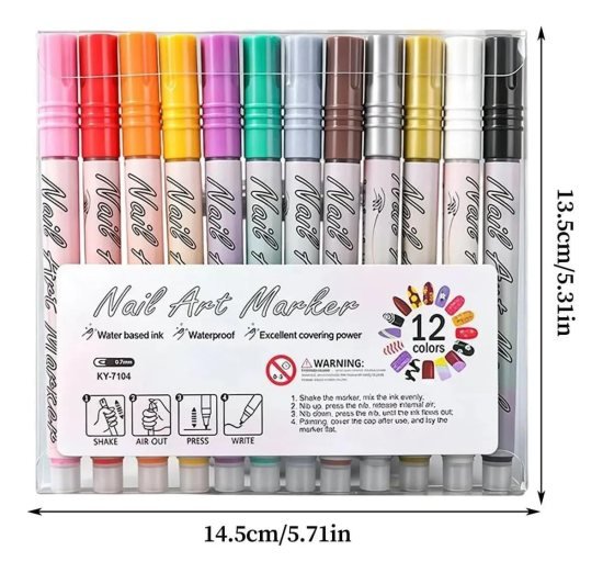 12 Color Nail Art Maker Pen