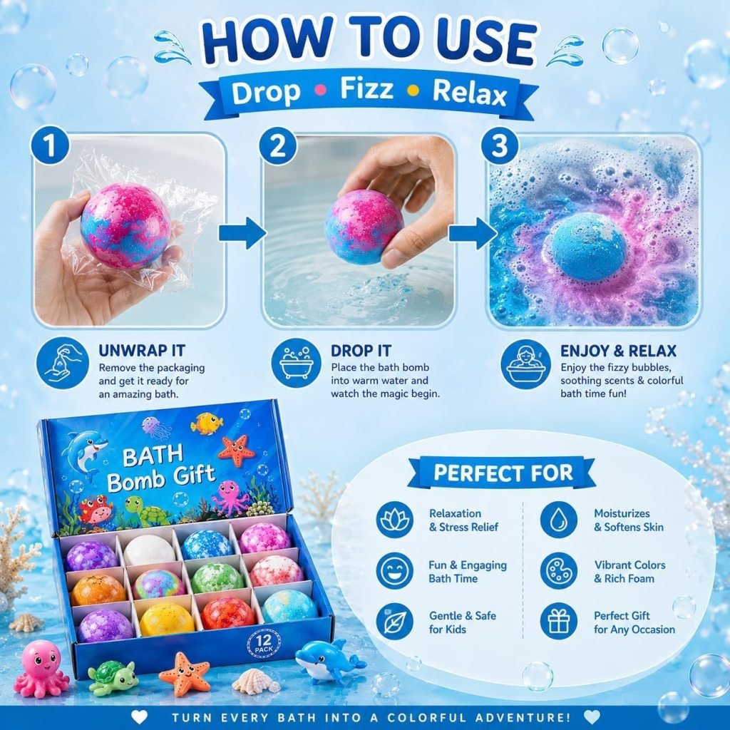 12 Pcs Bath Bombs Bubble for Baby