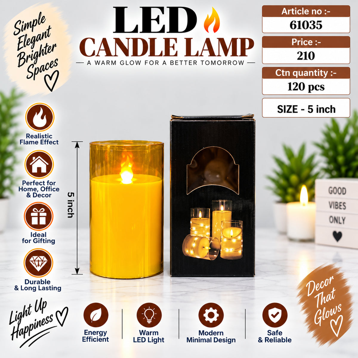 LED Candle Lamp Pack of 3