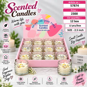 Floral Scented Glass Jar Candles Pack of 12