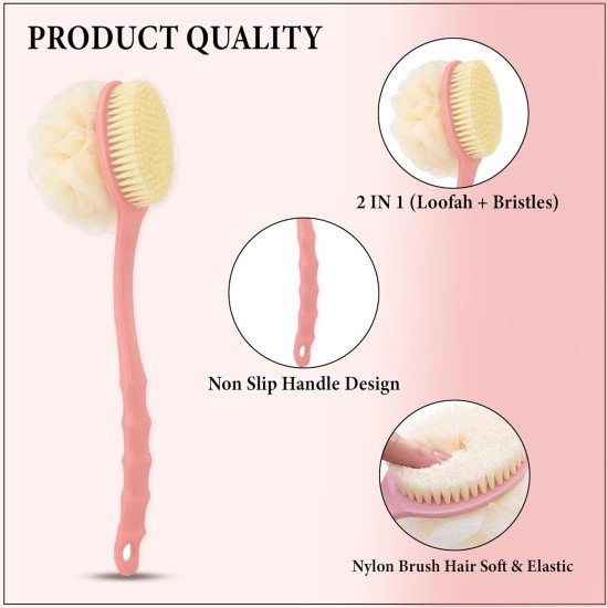 2 in 1 Bath Brush Back Body Scrubber