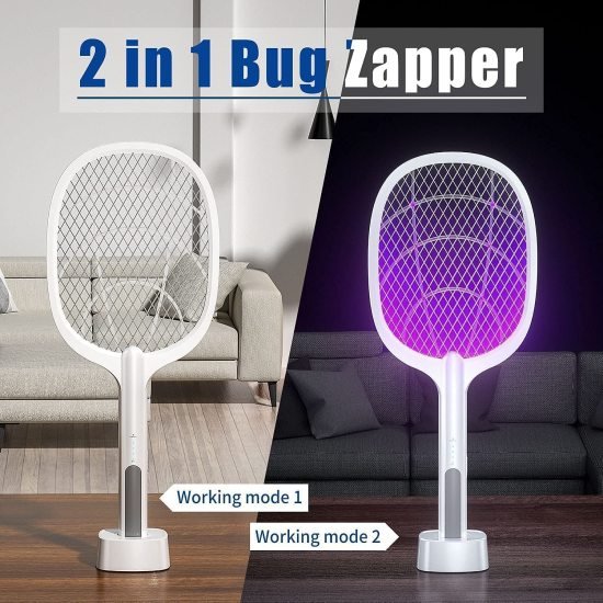 2 in 1 Mosquito Bat Killer Racket Mosquito Racket Swatter UV Light