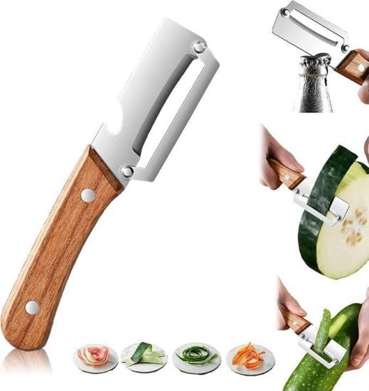 2 in 1 Vegetable Peeler with Wooden Handle