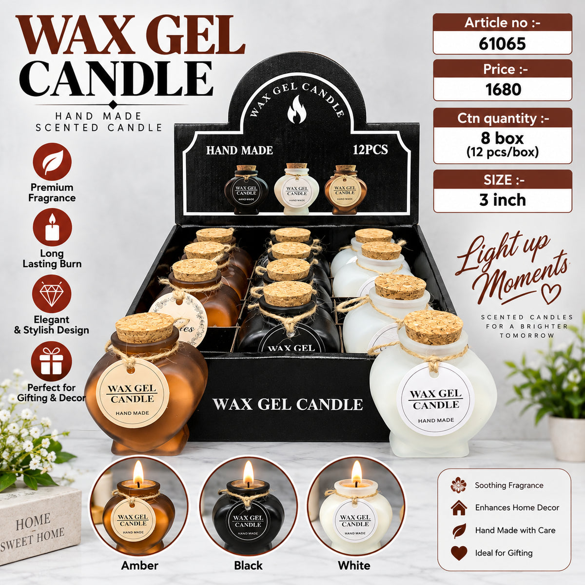 Handmade Wax Gel Scented Candle Pack of 24