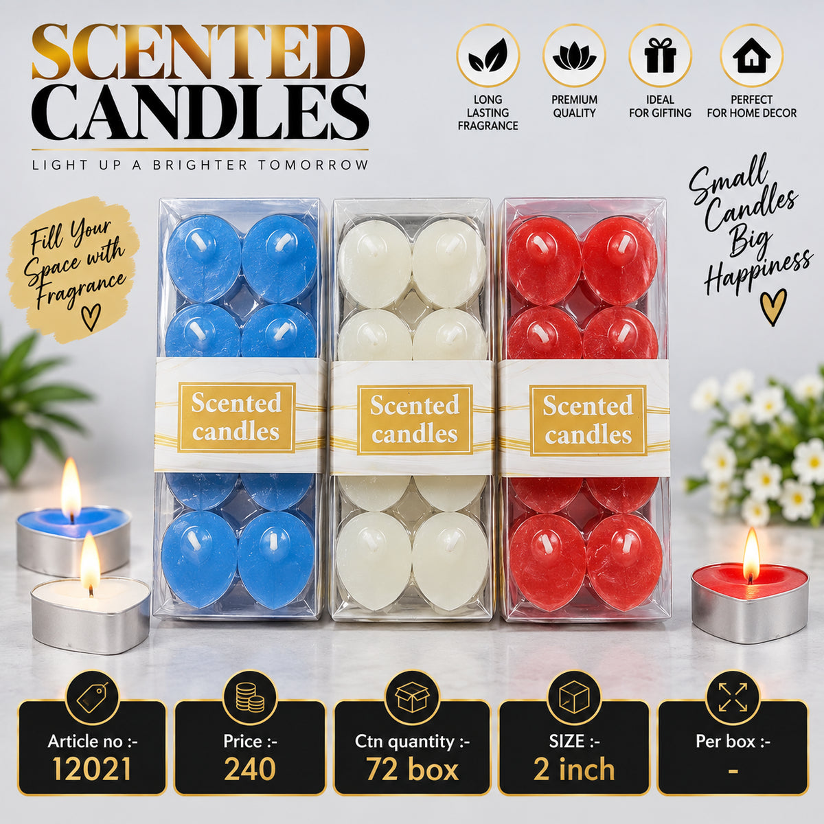 Scented Tealight Wax Candles Pack of 3