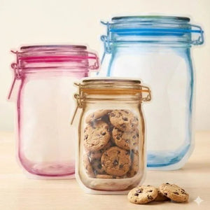 3 Pcs Food Storage Jar Zip lock Bags