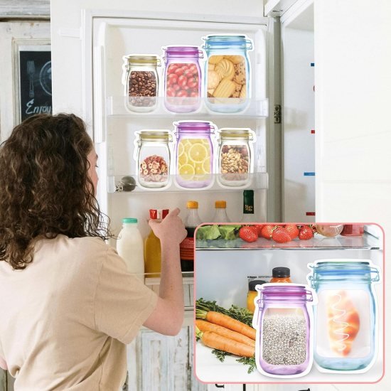 3 Pcs Food Storage Jar Zip lock Bags