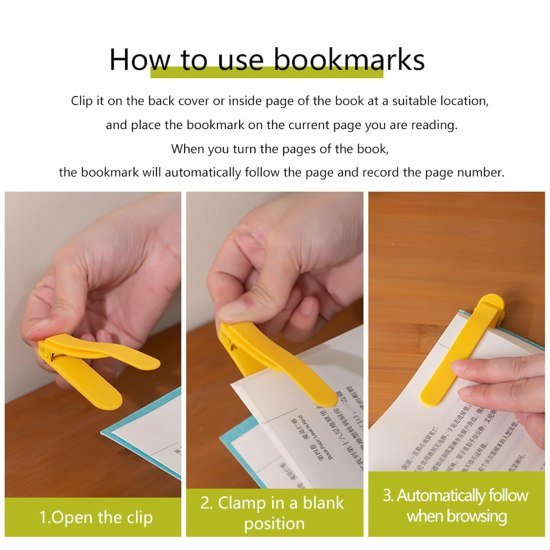 3 pcs Silicone Automatic Bookmark