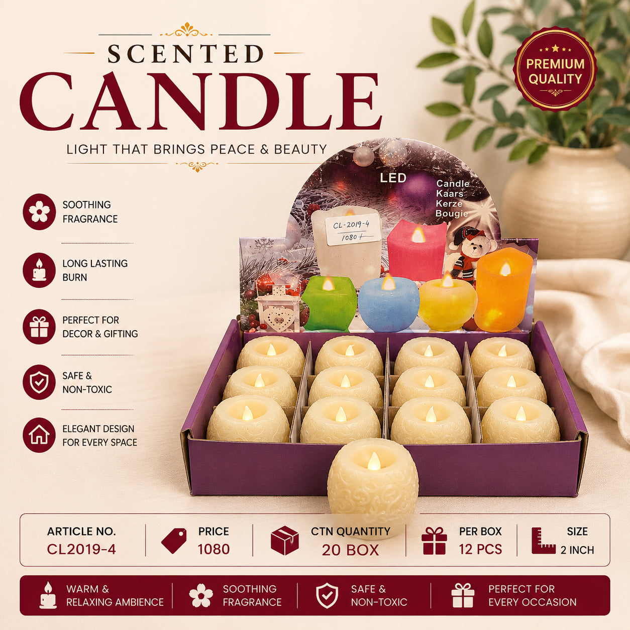 CL2019-4 (20)(12PC BOX)-LED CANDLE