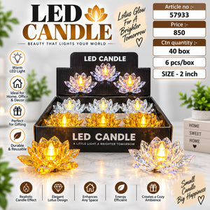 Crystal Lotus Flower LED Candle Pack of 12