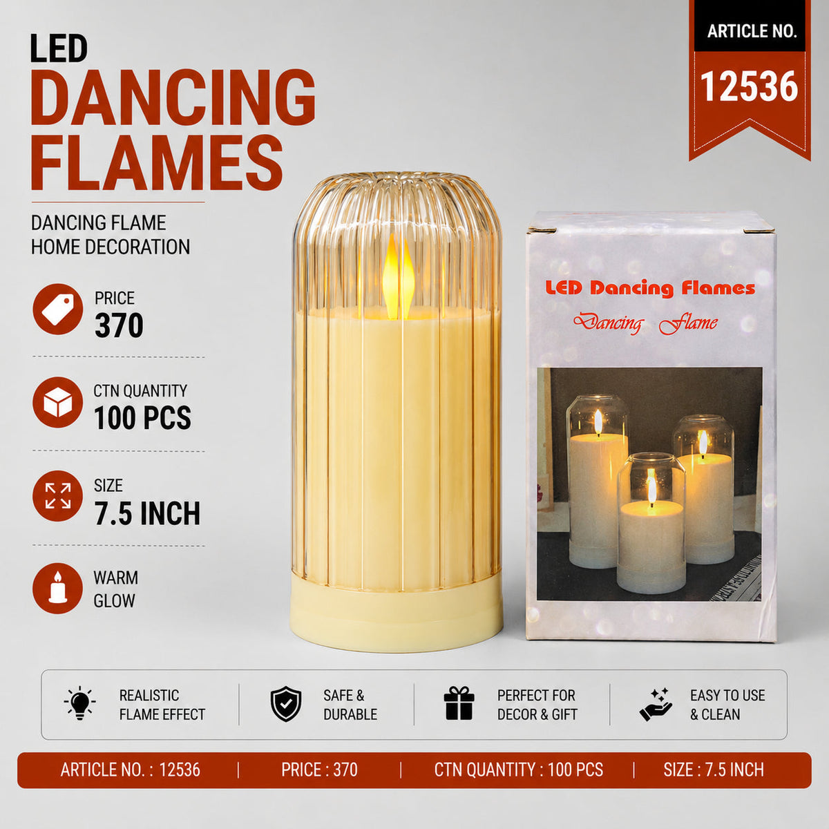 LED Dancing Flame Candle Lantern Pack of 3