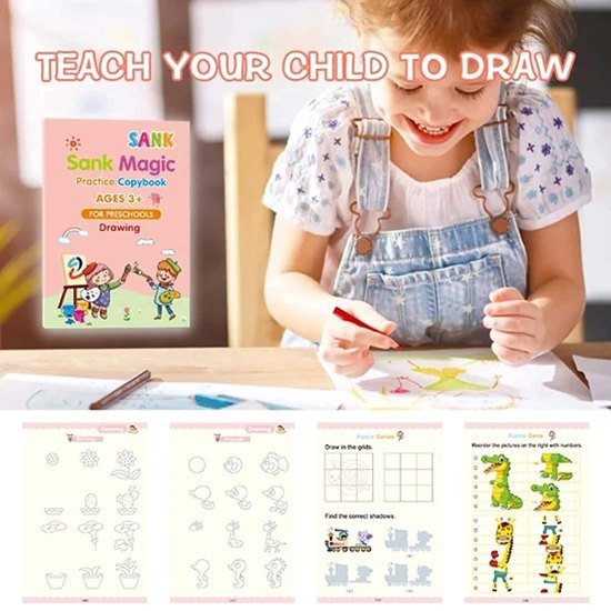Magic Practice Book for kids 4 pcs 10 refill