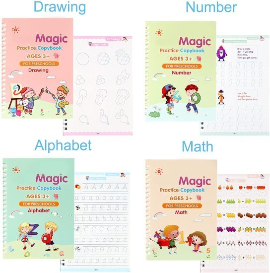 Magic Practice Book for kids 4 pcs 10 refill
