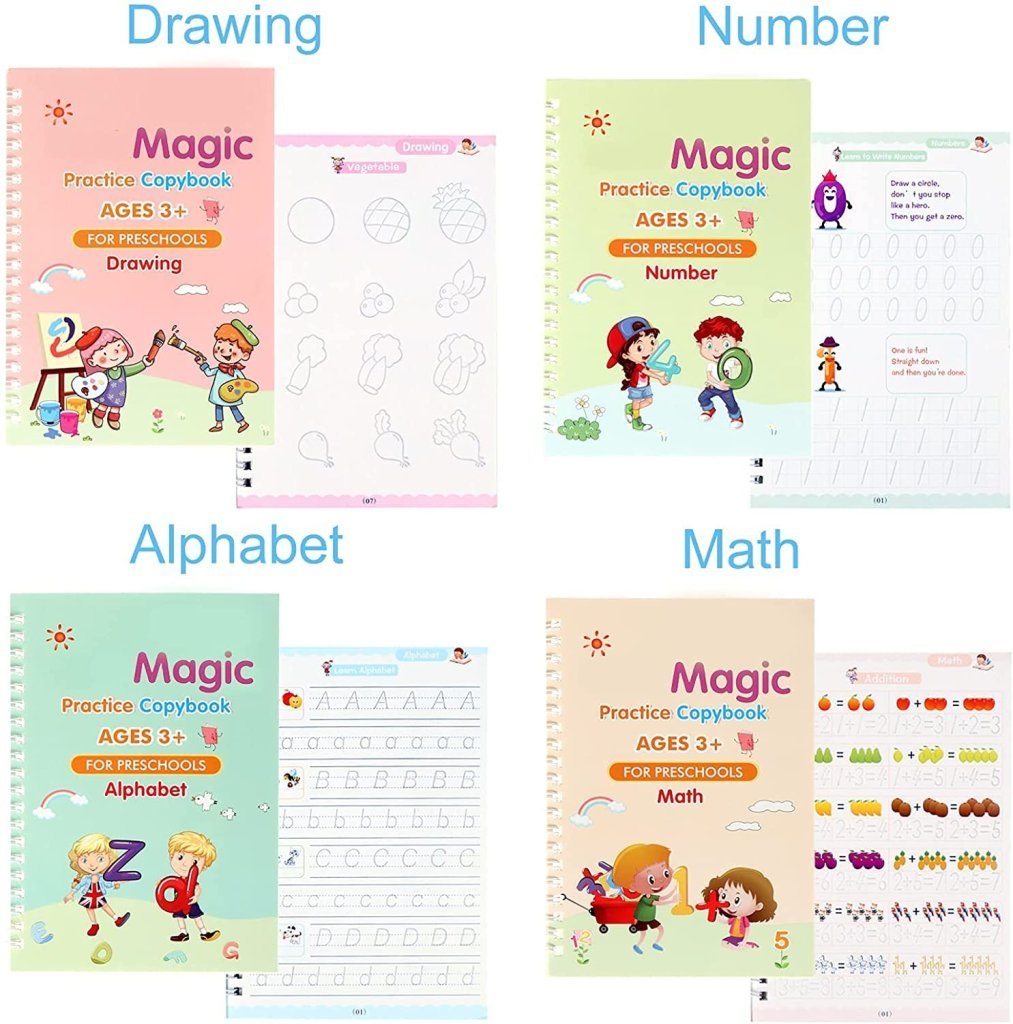 Magic Practice Book for kids 4 pcs 10 refill