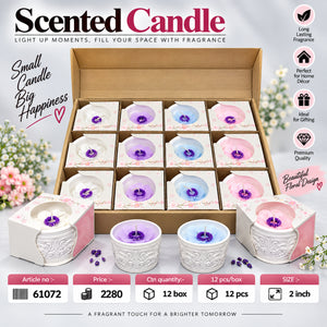 Floral Scented Candle in Decorative Embossed Holder Pack of 12
