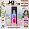 Decorative LED Candle Lamp with Flowers Pack of 6