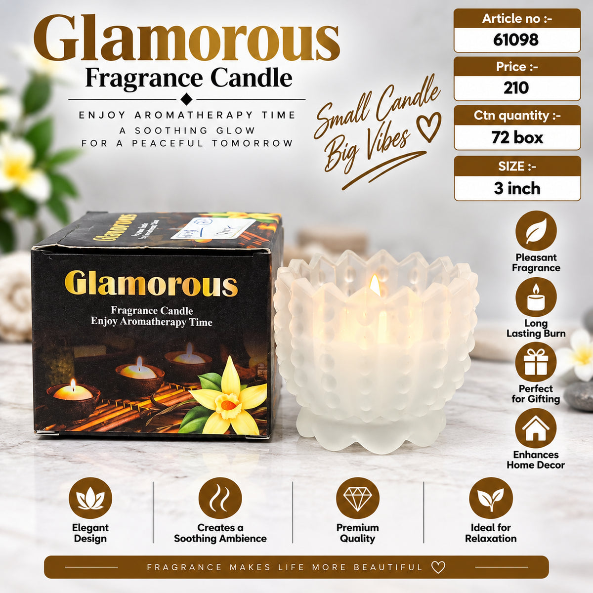 Glamorous Bubble Fragrance Candle Pack of 3