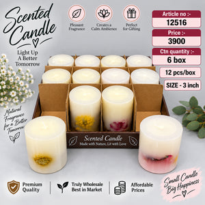 Floral Scented Pillar Candle Pack of 12