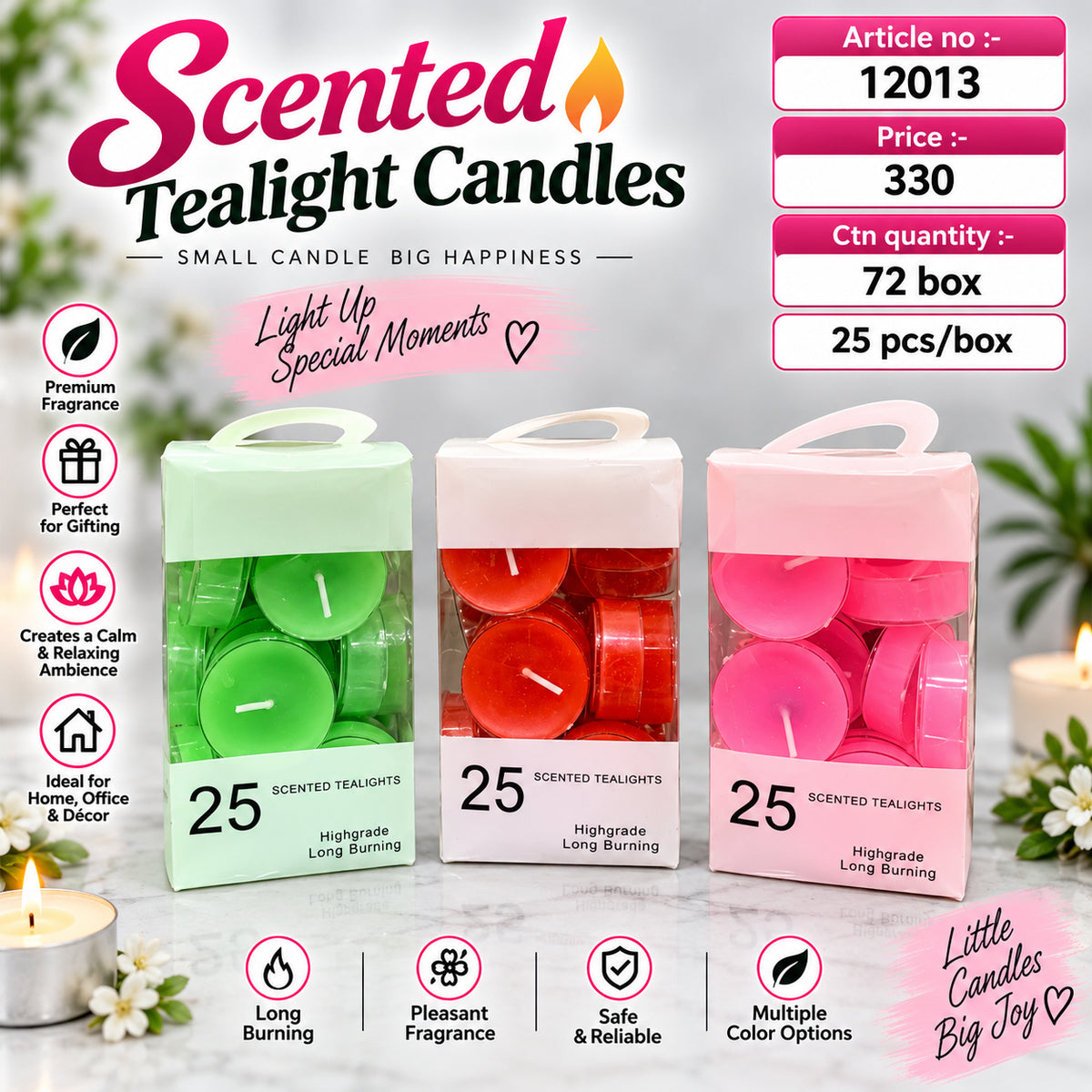 Scented Tealight Candles Pack of 75