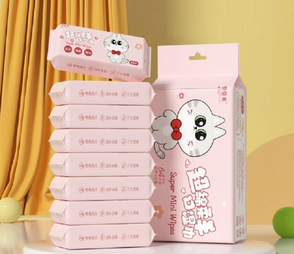 64 pcs Mini Wet Wipes Disposable Travelling Tissue